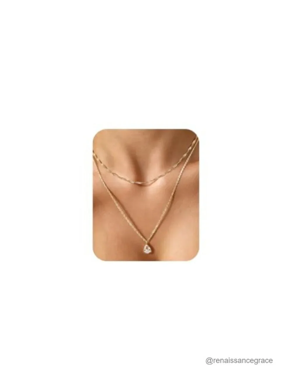 Layered Gold Necklaces Women Dainty CZ 14K Gold Plated Stainless Steel Stack